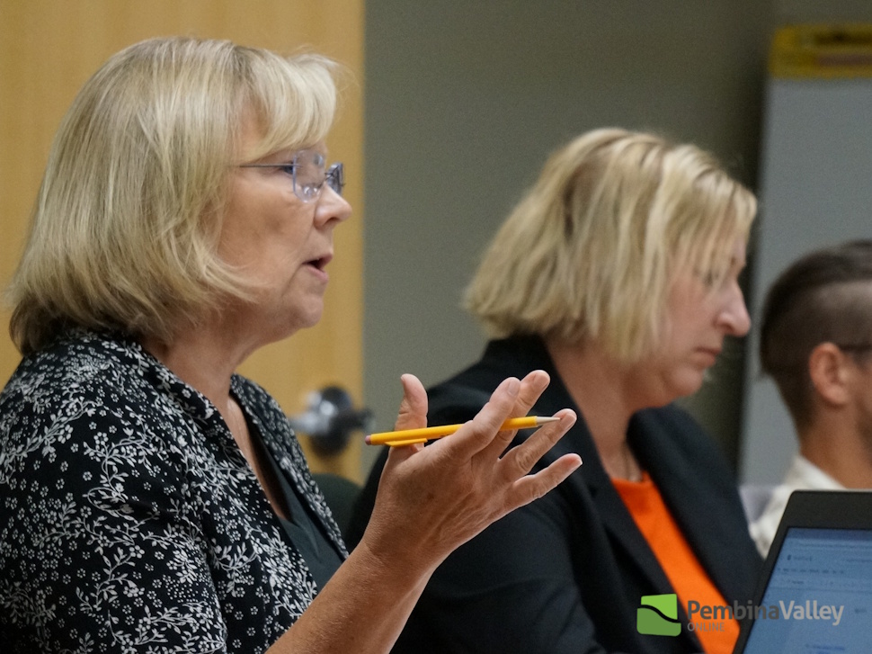 Board member Tena Lane in meeting
