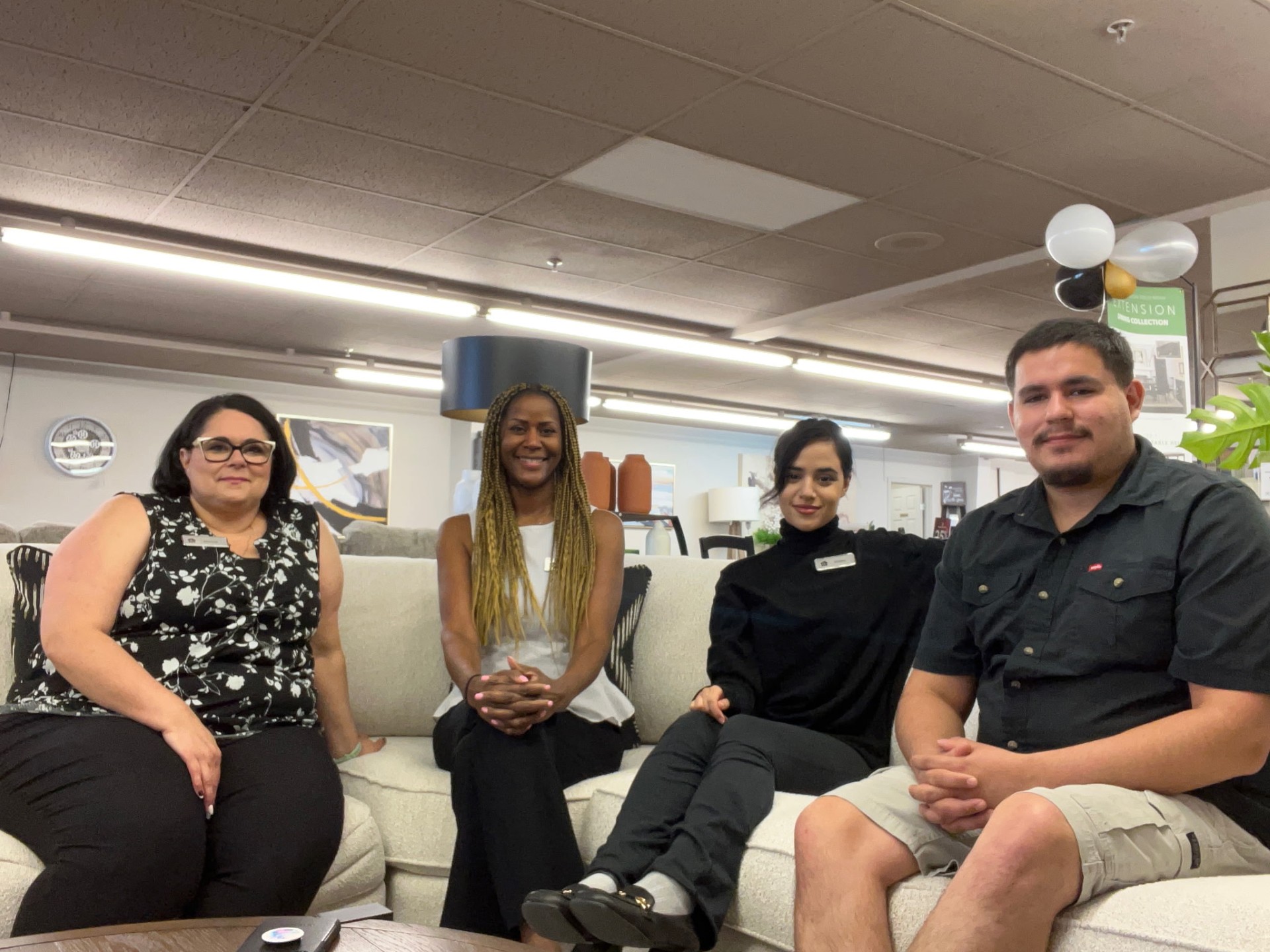 (L-R) Monica, Dana, Komal and Josh in the store at Dufresne