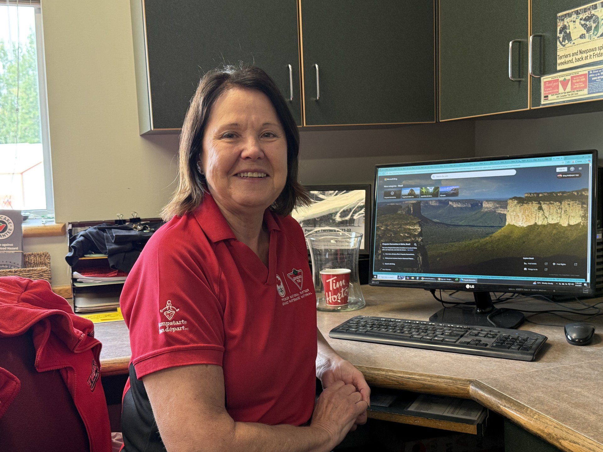 Erma Botterill at her work station in the office at Canadian Tire in Portage.