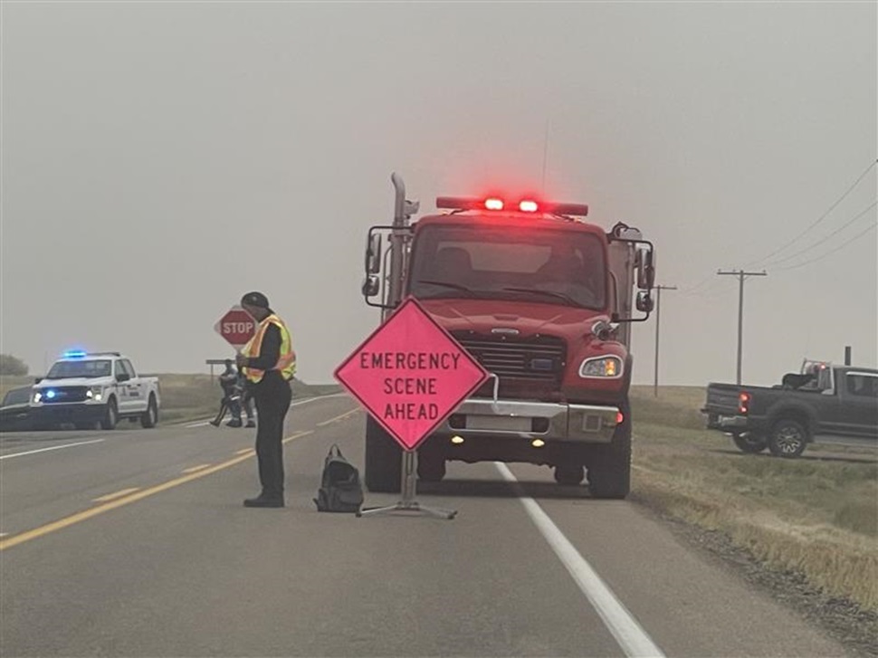 CEM Fire on scene collision highway 44