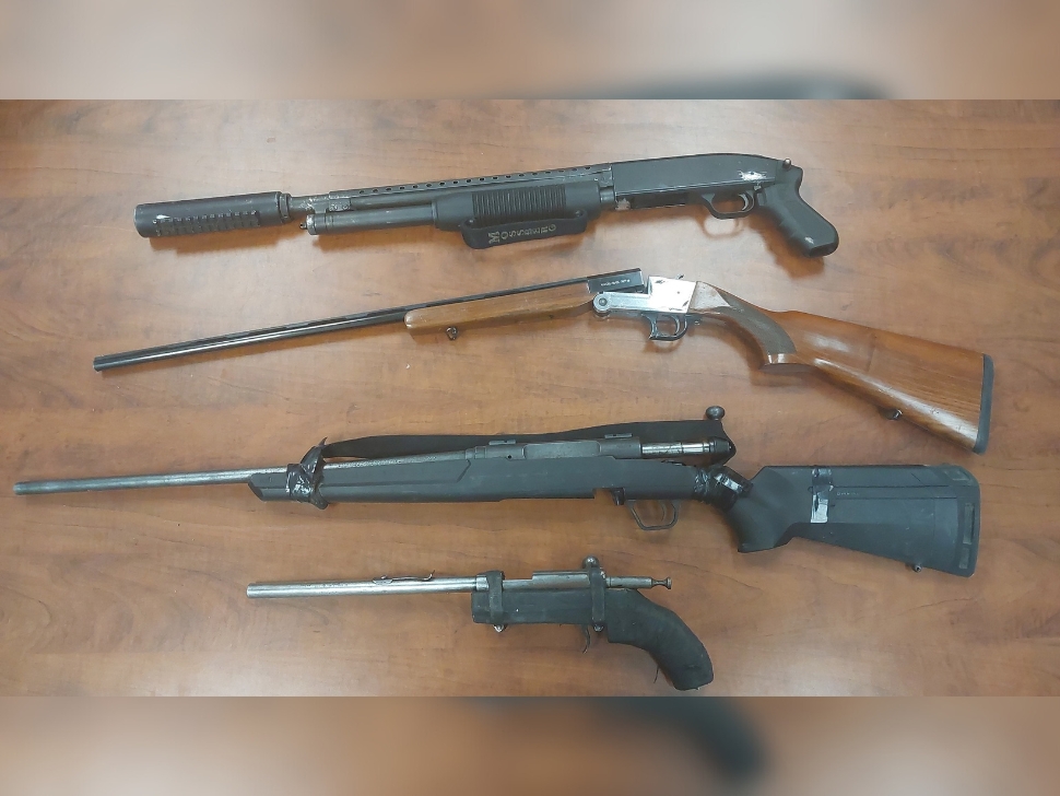 A photo from the MFNPS Facebook page displaying the weapons recovered in the incident.