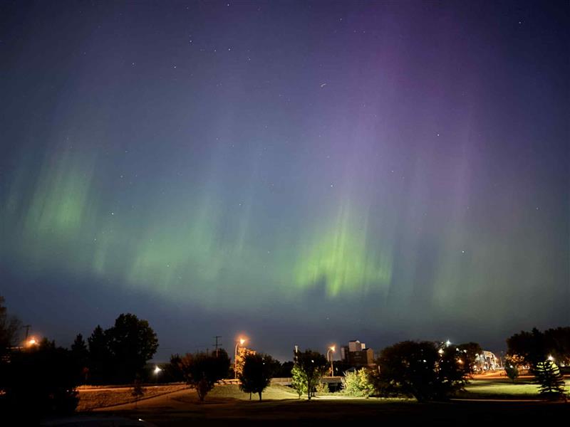 A view of the northern Lights over Swift Current. (photo by Emily Ginter)