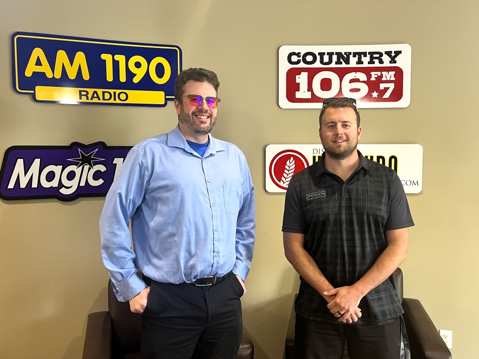 Photo of Ryan Janke and Brandon Schatz at the DiscoverWeyburn studio.