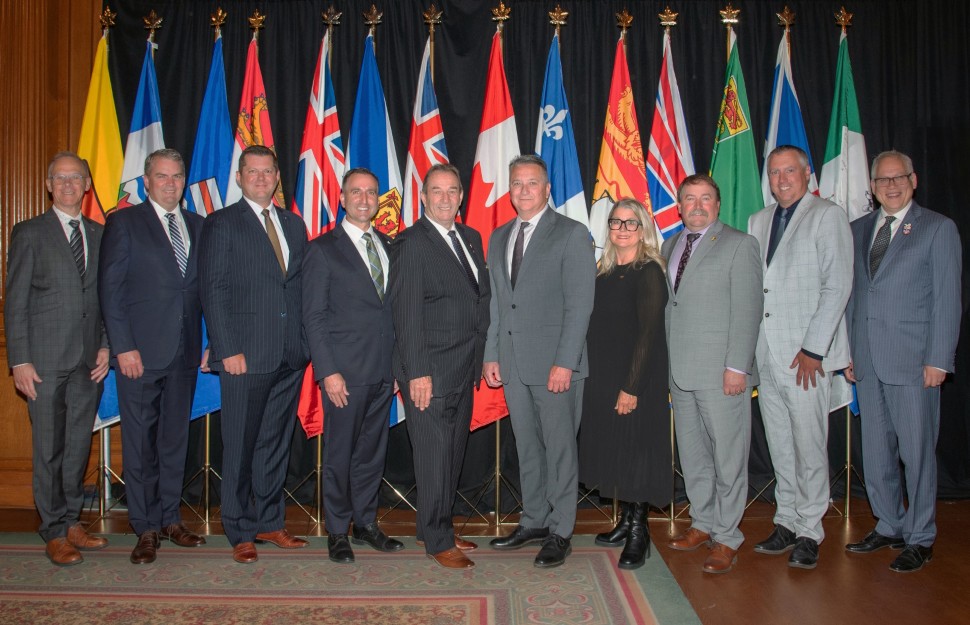 Canada's Agriculture Ministers with Provincial flags in the background