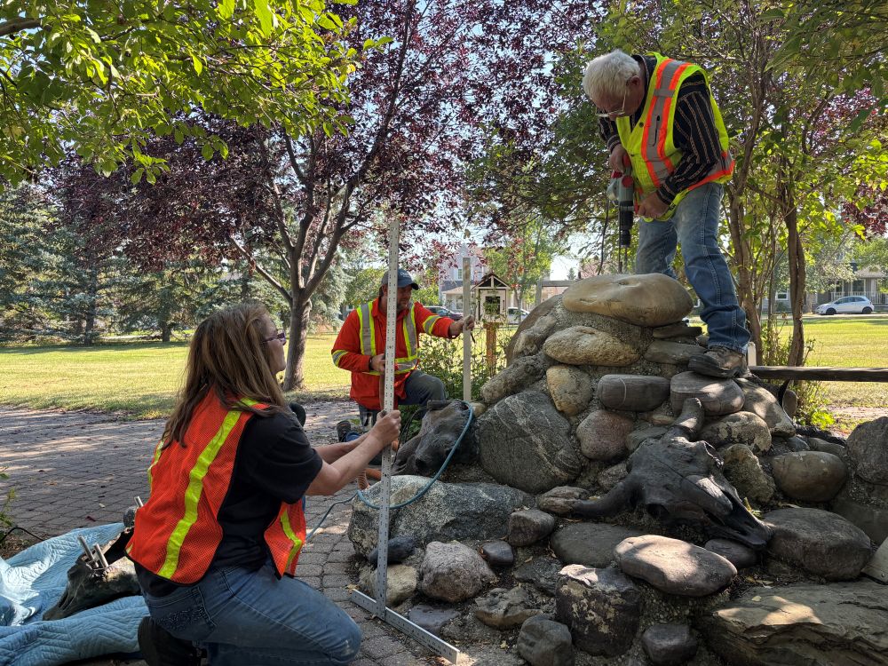 Okotoks sculpture reinstalled. 