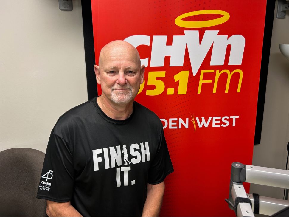 Fred Fox in the CHVN studios in Winnipeg during the 45th annual Terry Fox Run promo ahead of Sept. 14. 
