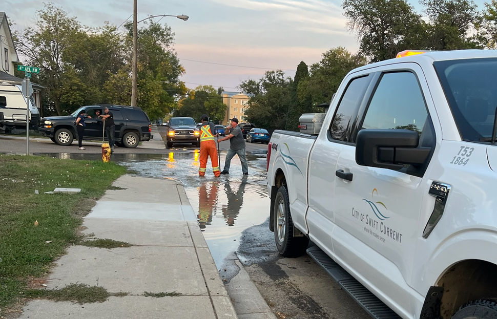A photo of crews working on the break. (photo courtesy of Brooke Davis)