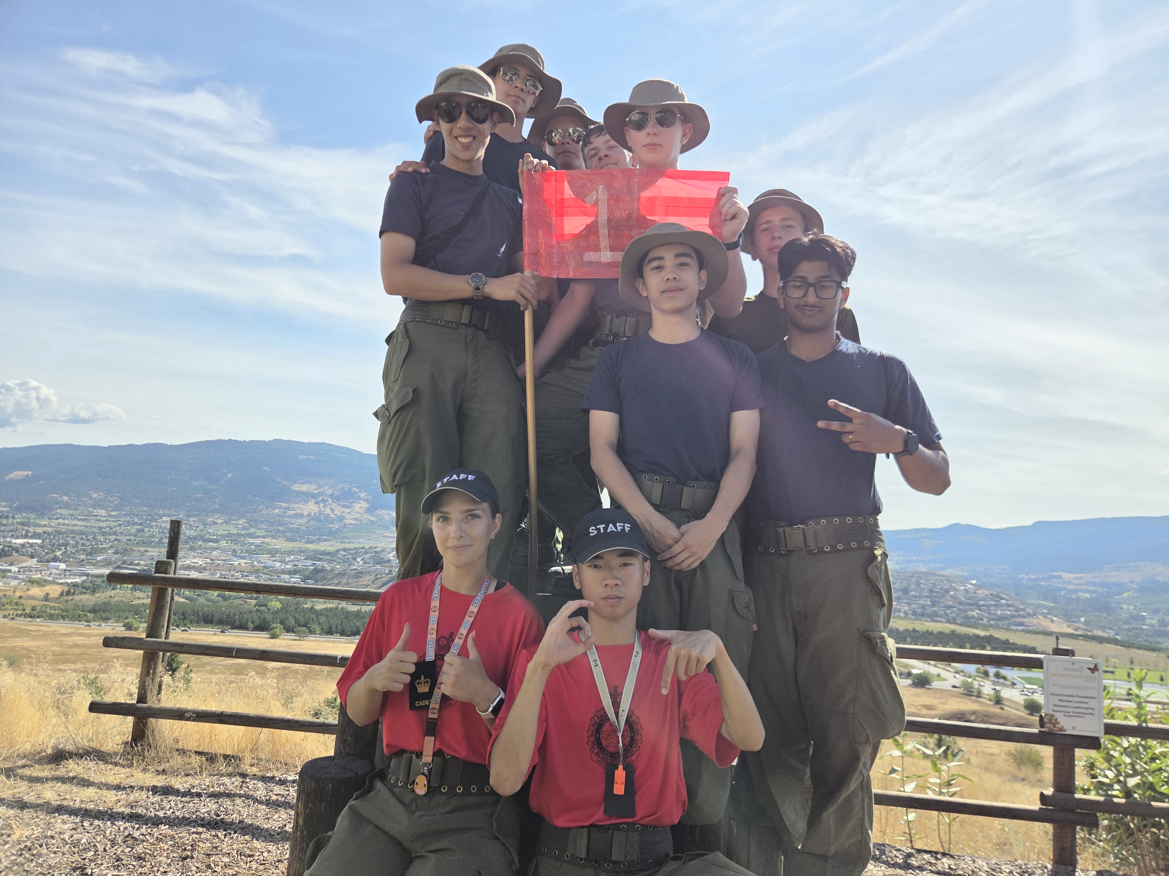A group of cadets at Vernon Cadet Training Centre posing together during the Fitness and Sports Instructor Course, summer 2025.