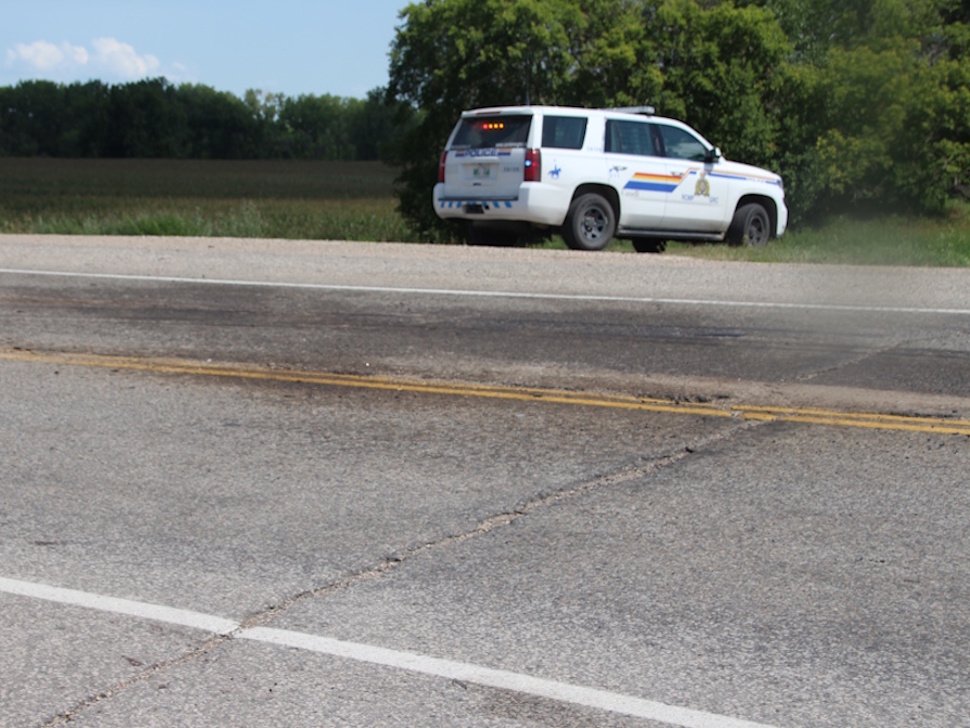 An RCMP vehicle on the side of the road near Highway 8 and Highway 229. PortageOnline/File Photo