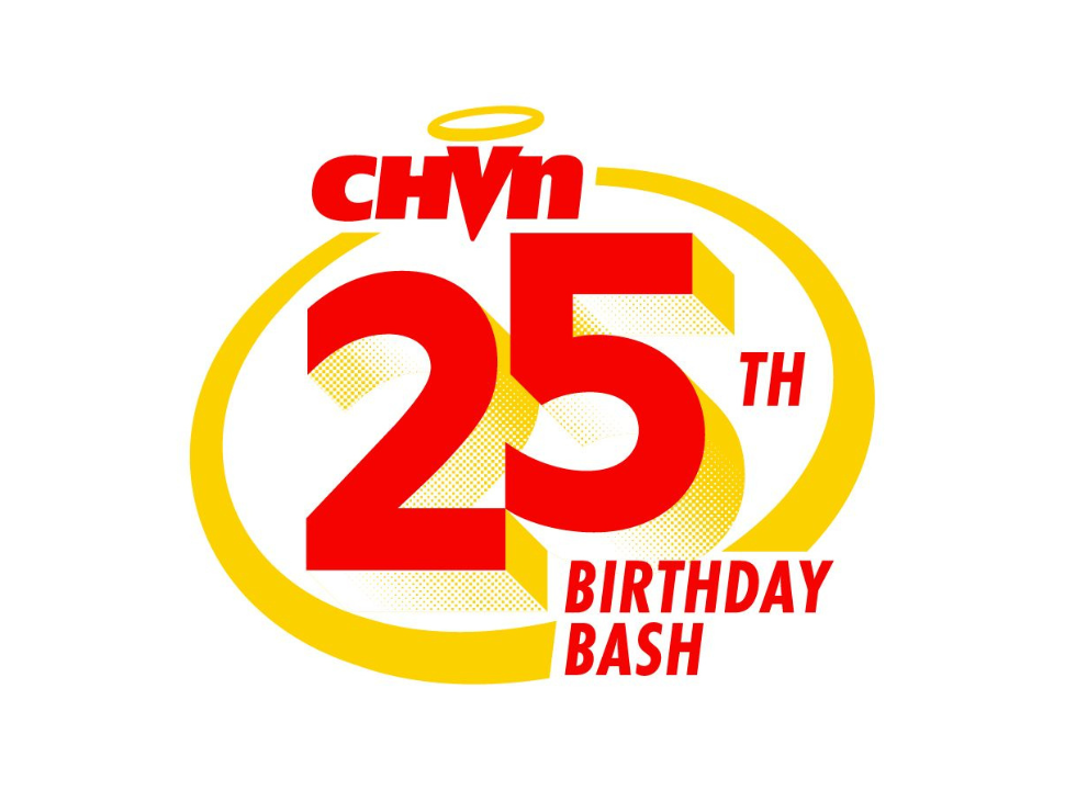 chvn logo with "25th birthday bash" inside a gold halo