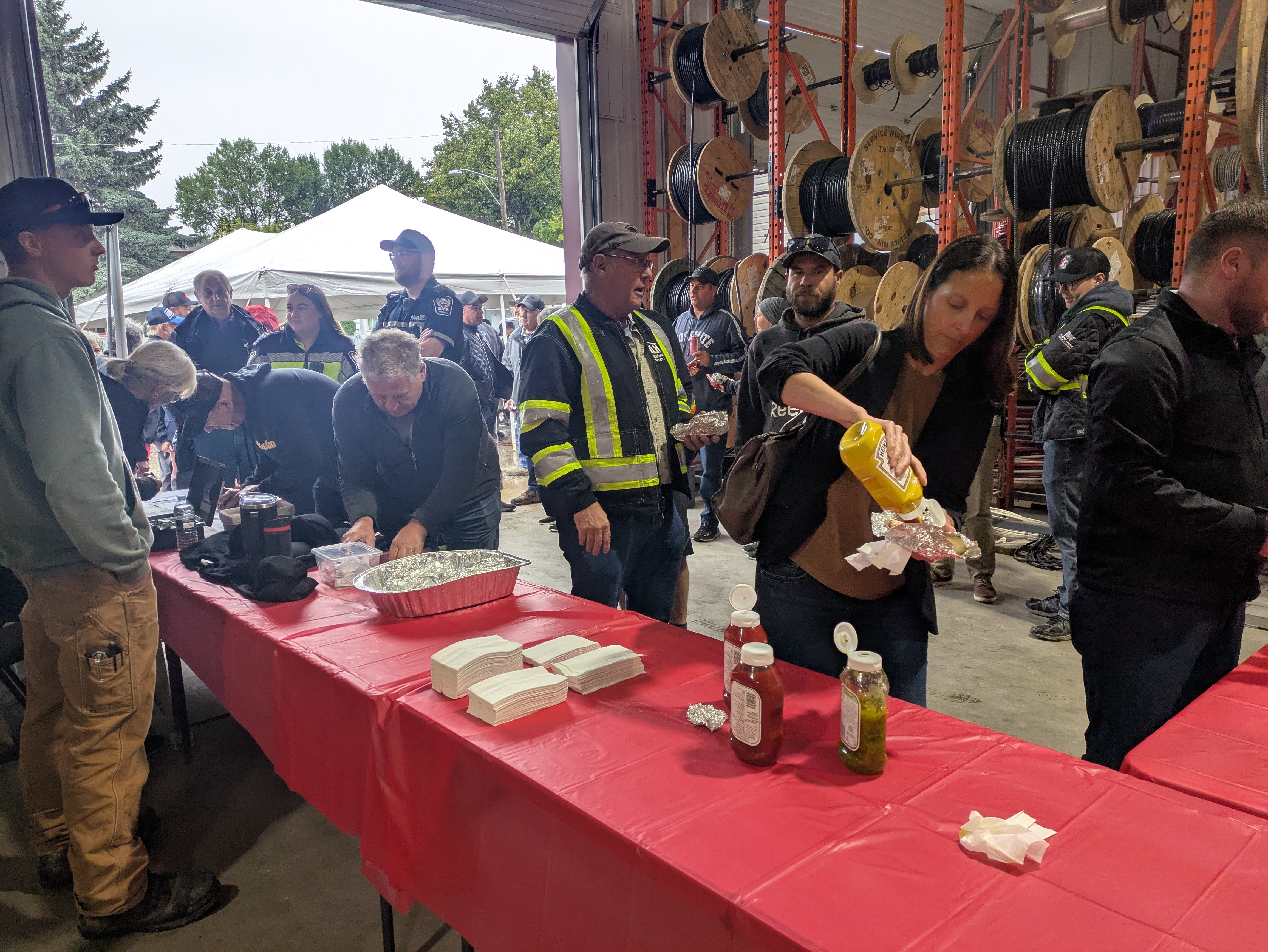 People lining up for barbecue