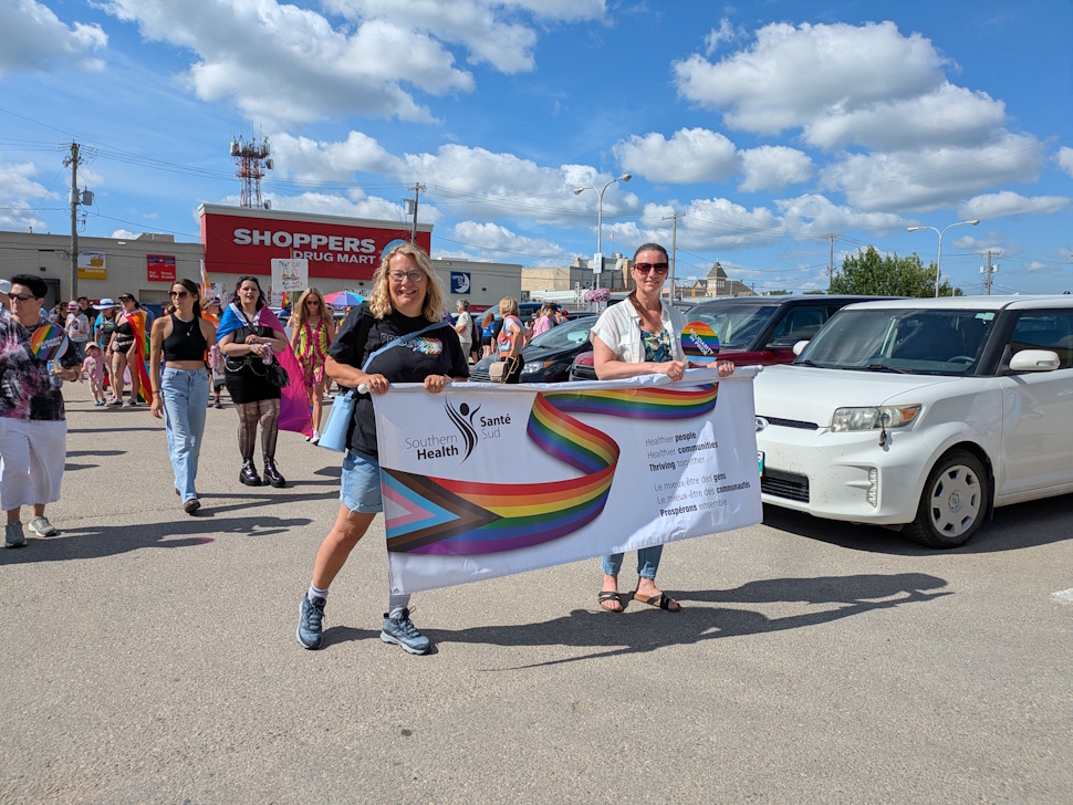Southern Health–Santé Sud, as they began their march around the city with Portage Pride. PortageOnline/Maryssa McFadden