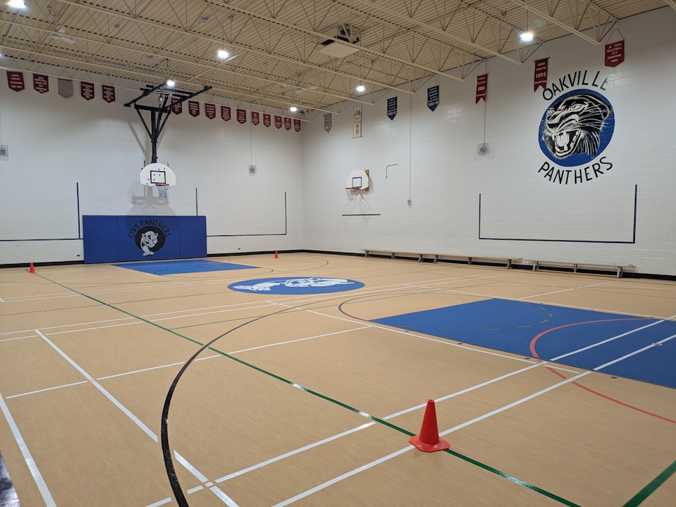 Oakville School students will be starting the year on solid footing with a newly finished gym floor, one of several upgrades completed over the summer. PortageOnline/Maryssa McFadden