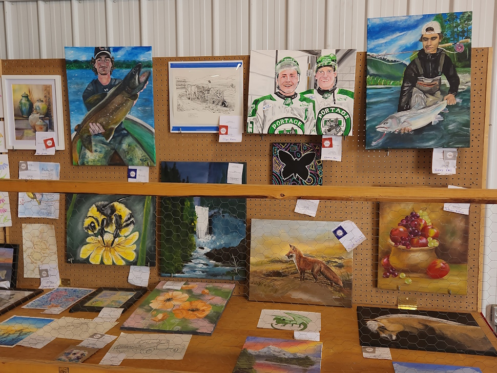 Art inside the Exhibit Hall, varying from drawings to pictures. PortageOnline/ Tristen Sokolosky