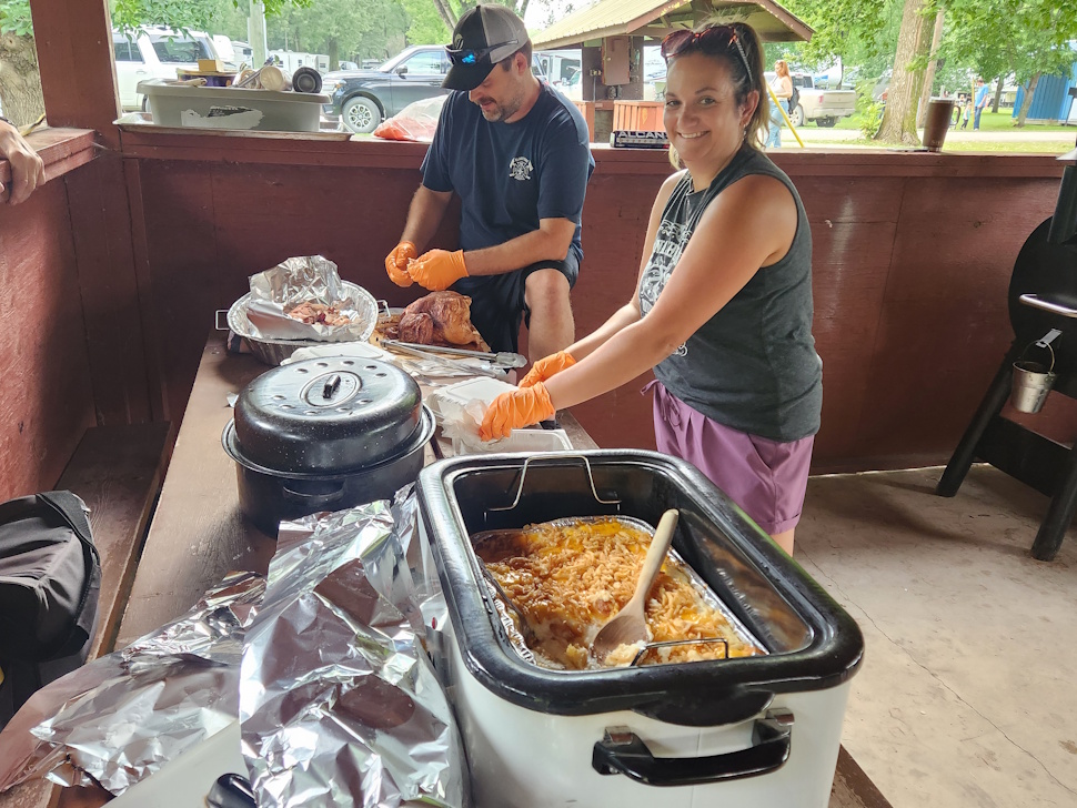 Winners of the Smoker Auction Cooking up yummy food for the judges and buyers.   PortageOnline/ Tristen Sokolosky