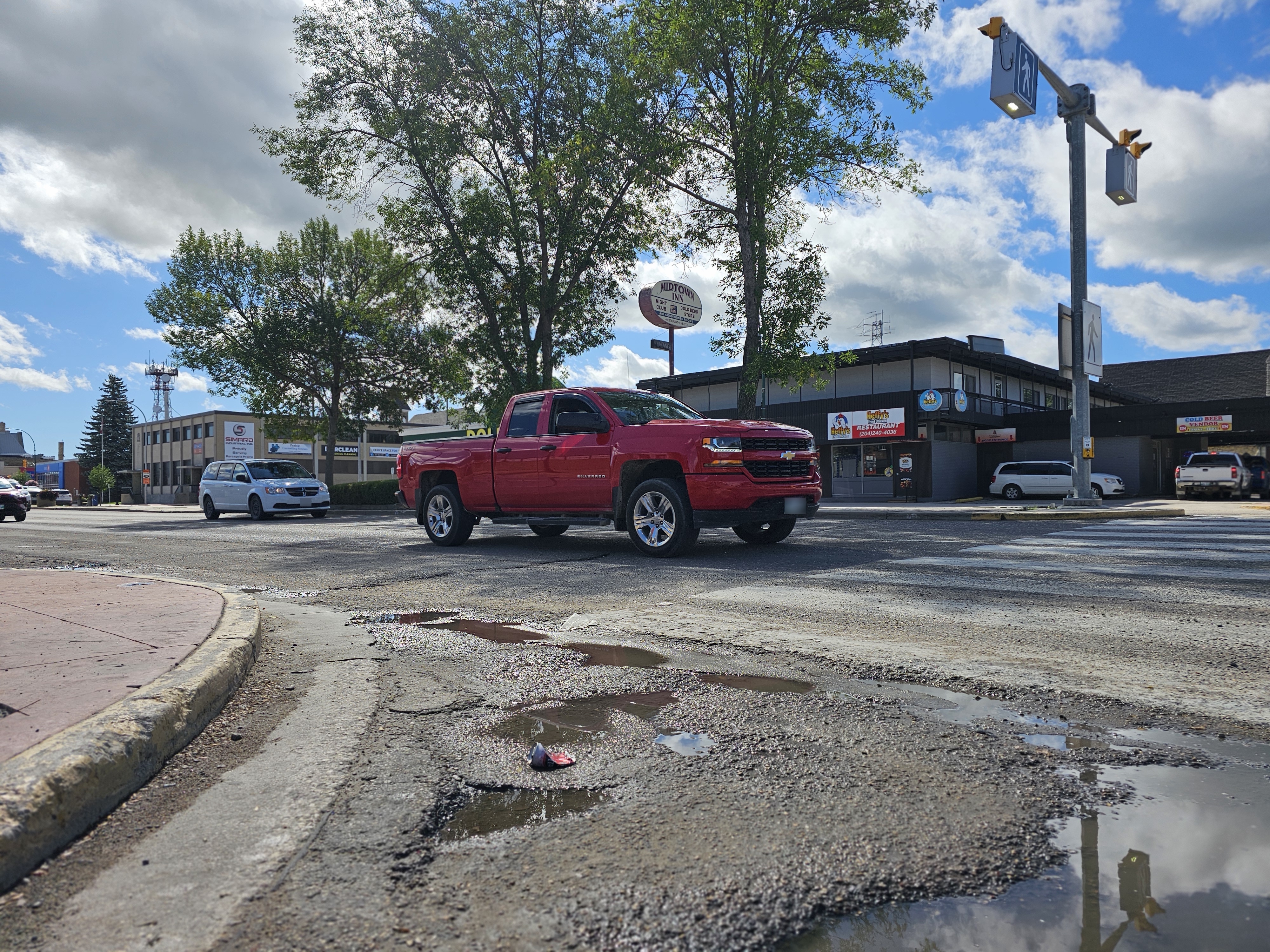 An example of a marked crosswalk in Portage la Prairie