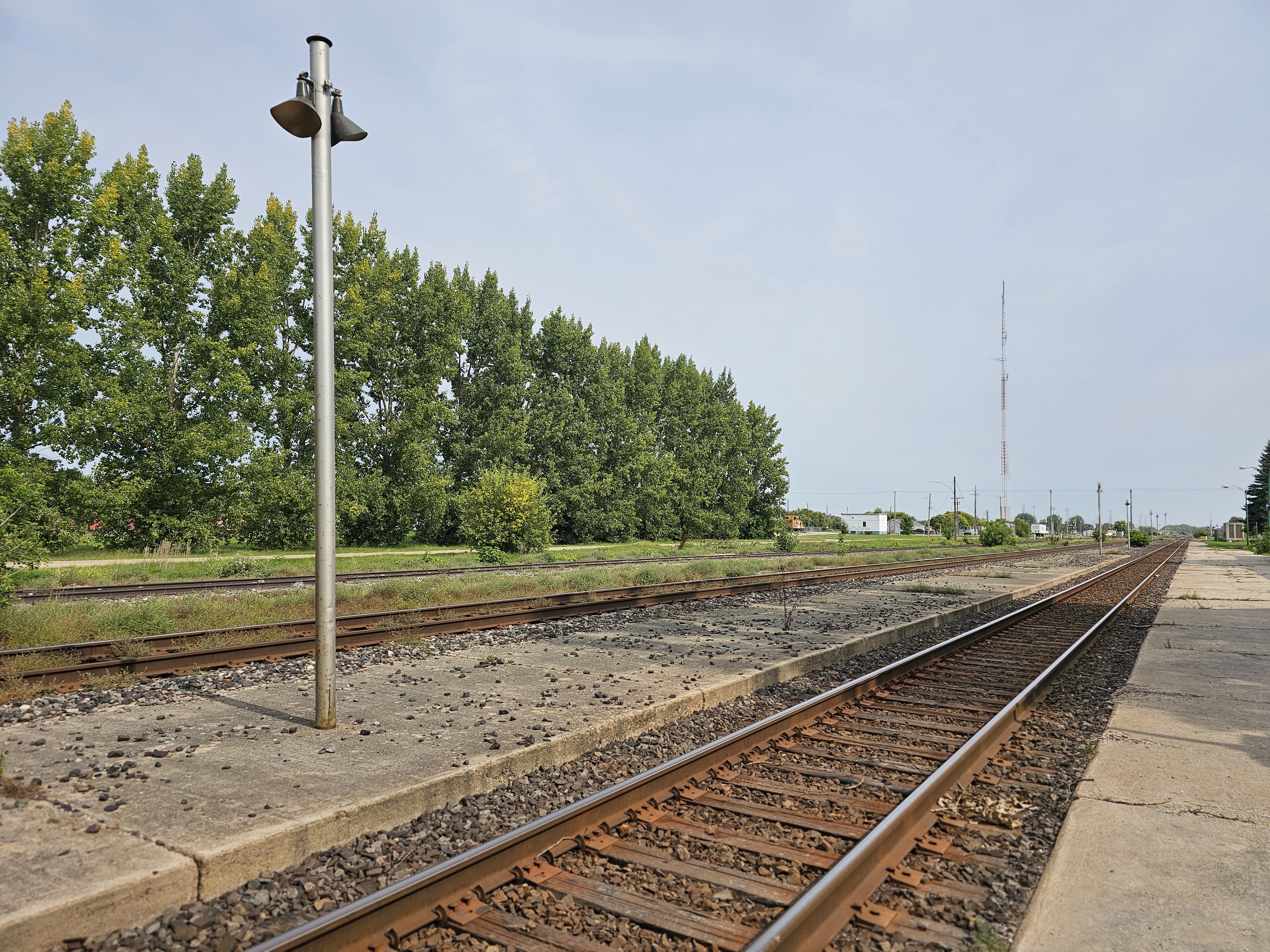 The area around the tracks at the Portage Train Station is littered with rocks and debris