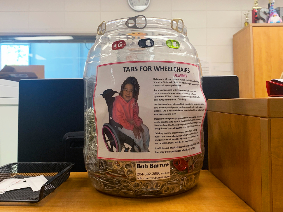 jar for pop can tabs in stonybrook middle school