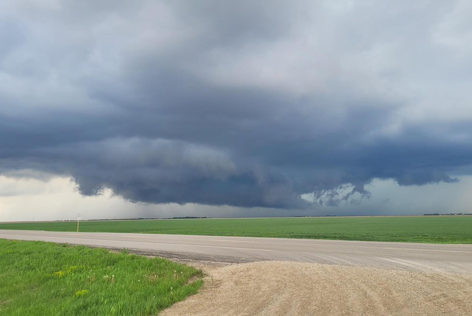 Severe weather system as spotted by Lowe Farm resident Wednesday evening (Photo credit Timmothy Loewen)