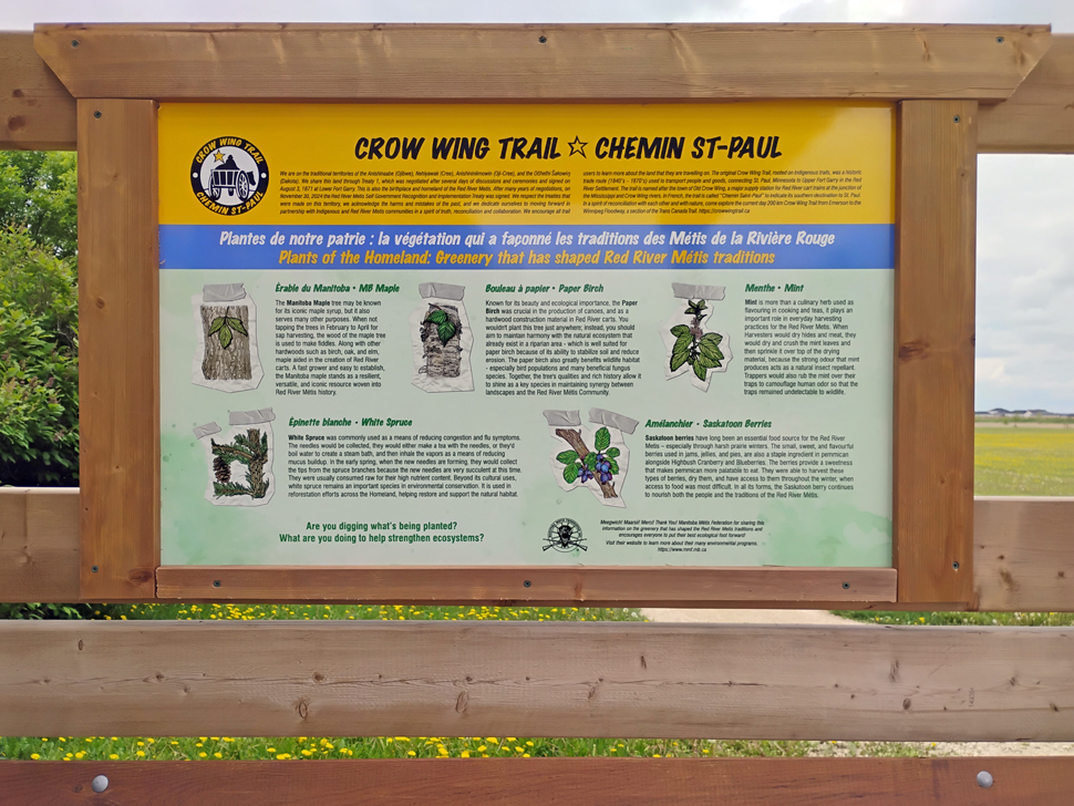 Newest addition to the Peace Trail kiosk, is the Crow Wing Trail plaque.