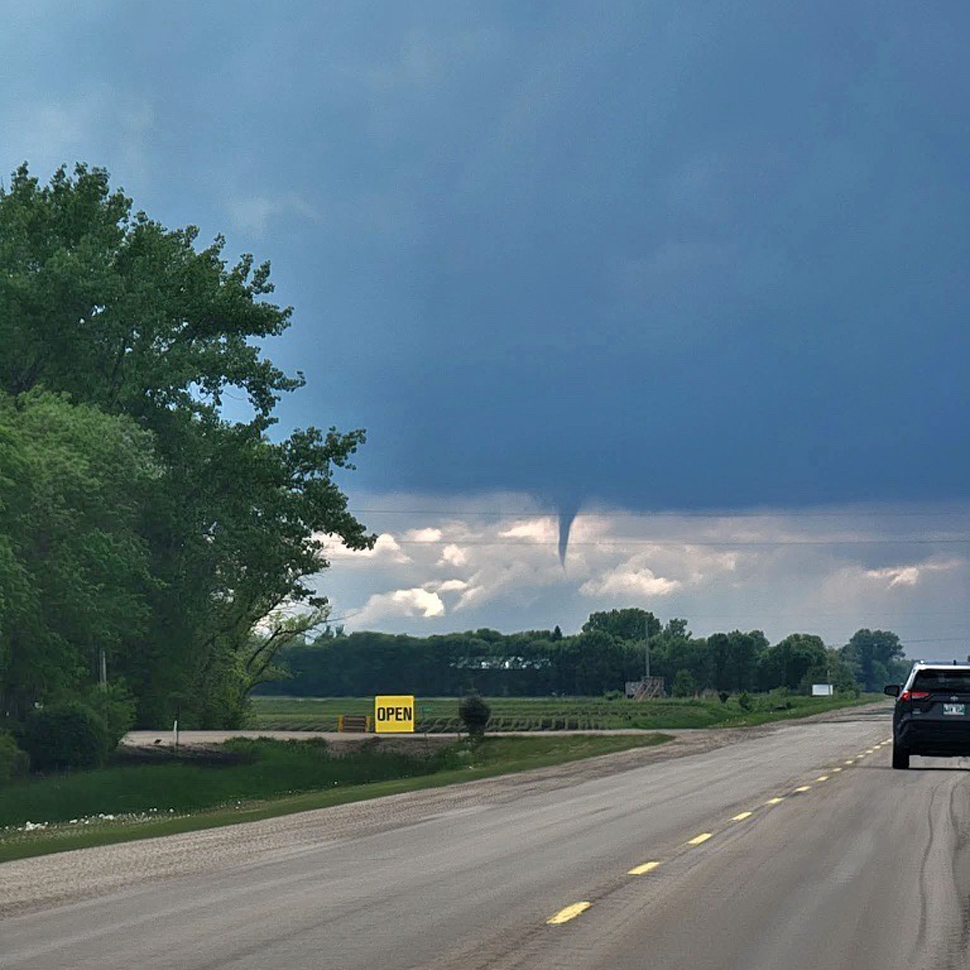 Funnel cloud spotted by Ricardo Miller near Niverville Wednesday evening.