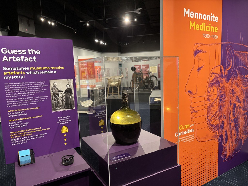 Inside the newly opened MHV Gerhard Enns Gallery Exhibit "Mennonite Medicine".