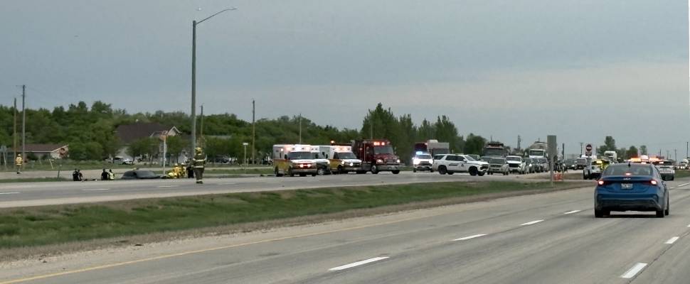 emergency services tending to collision on highway 12