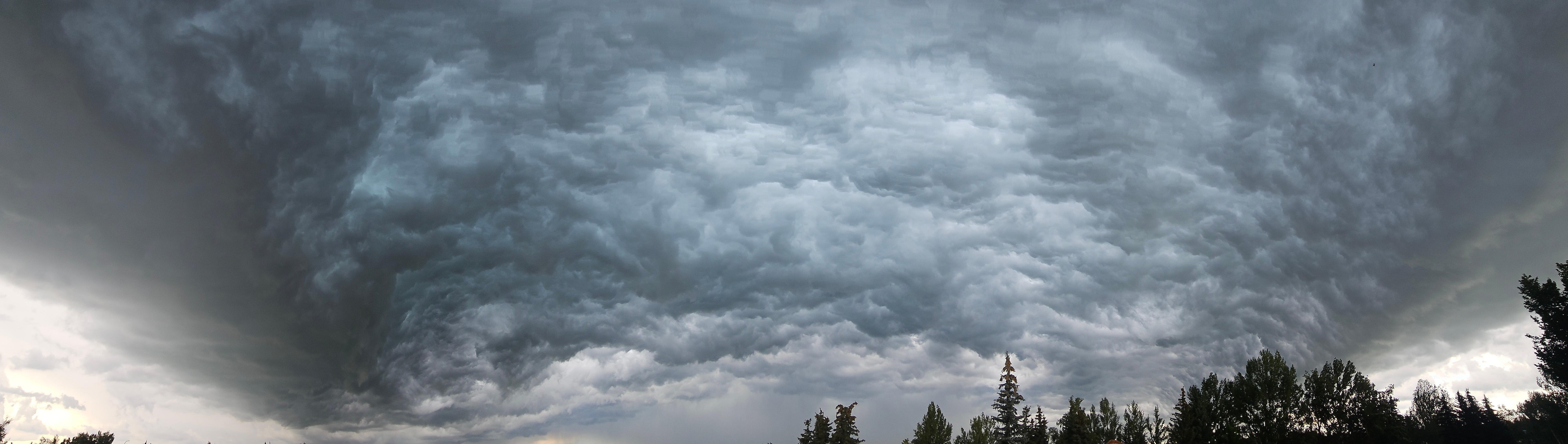Storm clouds gather over Airdrie at 2:12 p.m., just before hail began to fall.