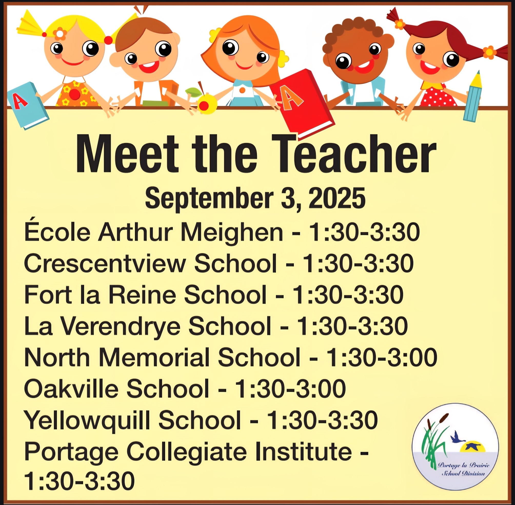 Meet the teacher schedule and times