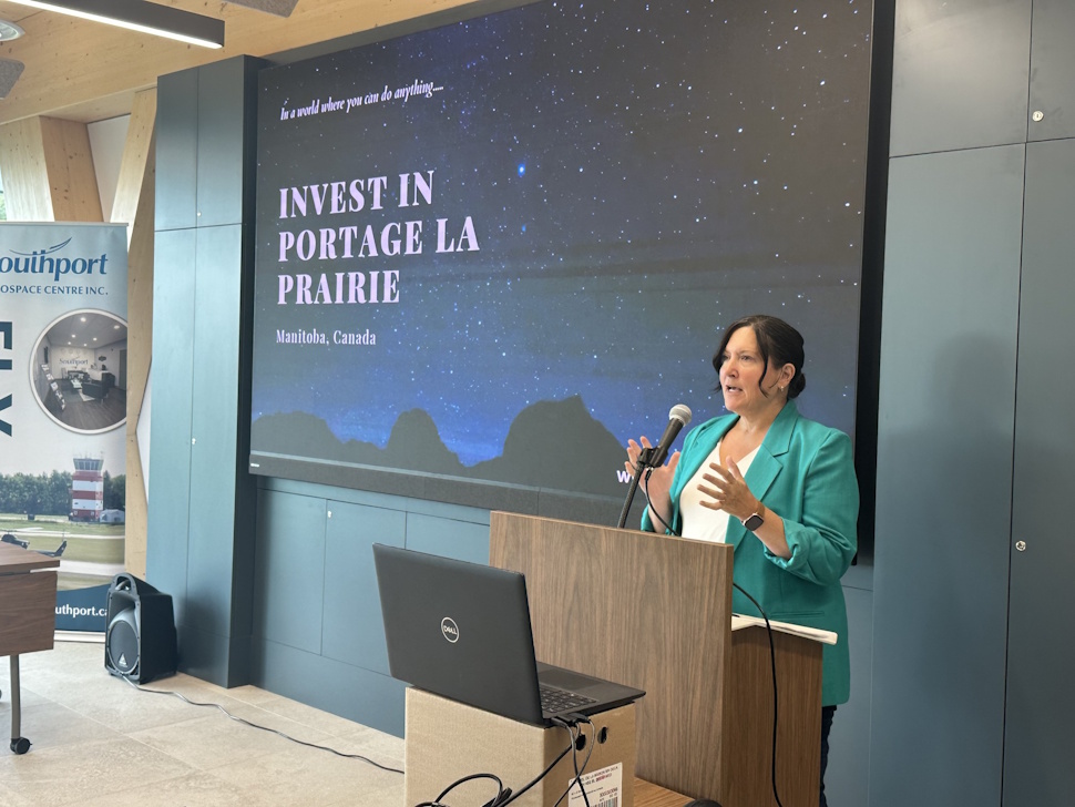 Mayor Sharilyn Knox addresses attendees at Developers Day 2025, highlighting the importance of collaboration and relationship-building in driving growth across Portage la Prairie. Submitted Photo/PRED