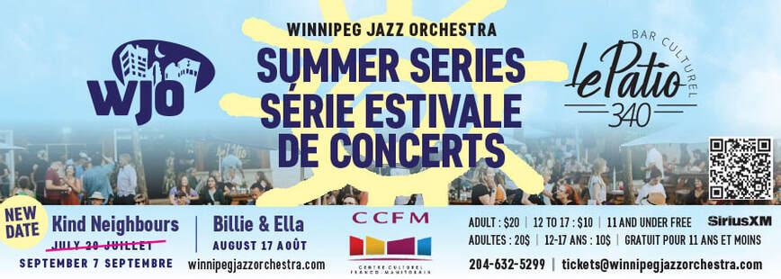 Poster for the Winnipeg Jazz Orchestra's summer programming.