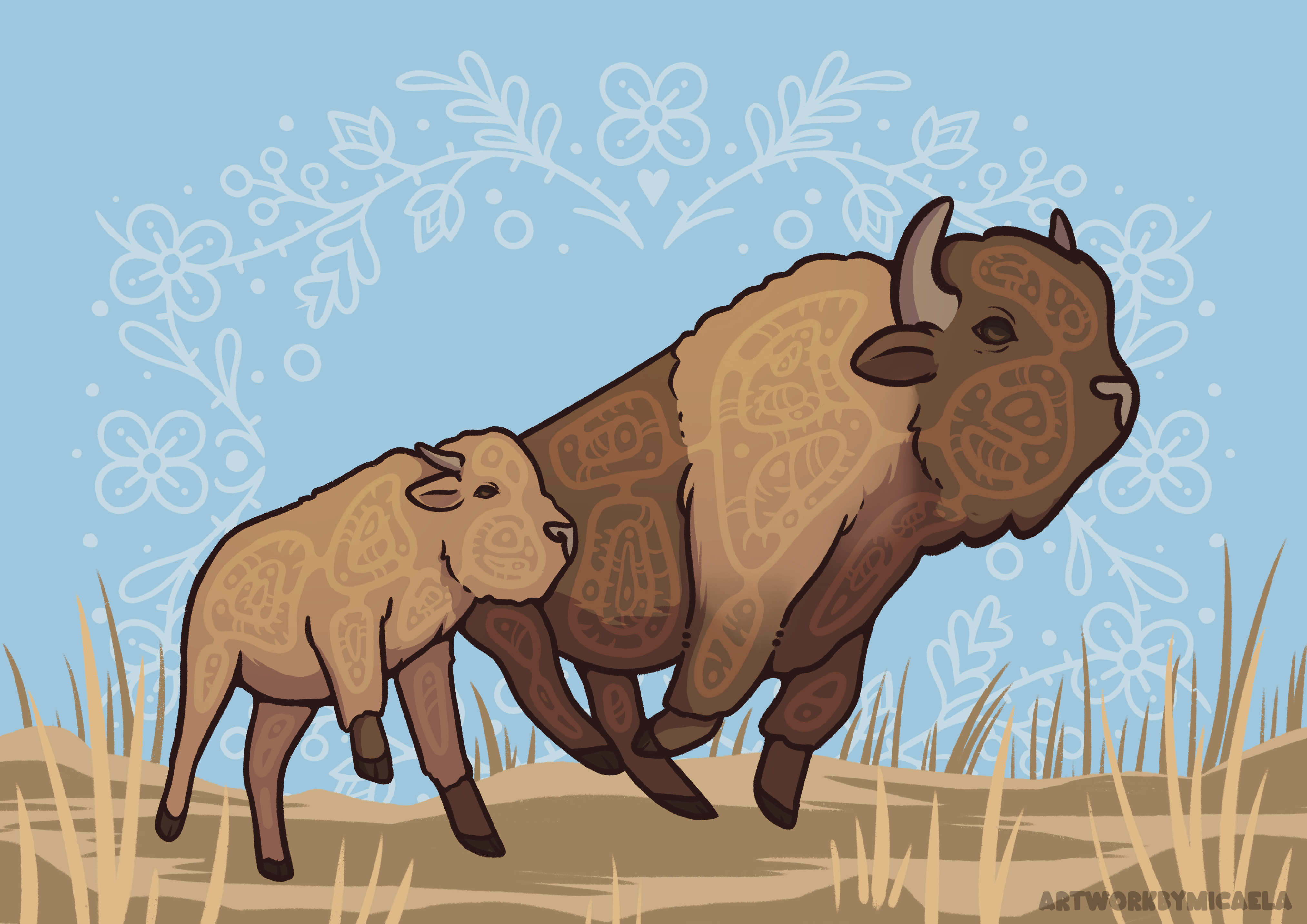 The bison, or 'mashkode-bizhiki' in 'Anishinaabemowin with Amik'. (Micaela Gilbert/Manitoba Museum)