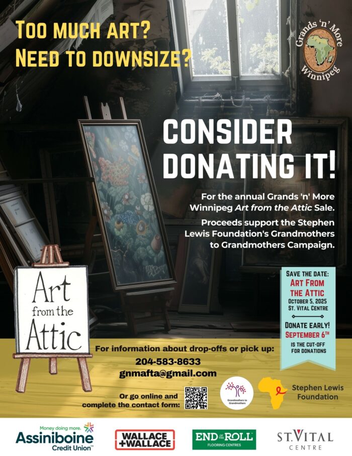 Poster for Grands 'n' More's Art from the Attic event.