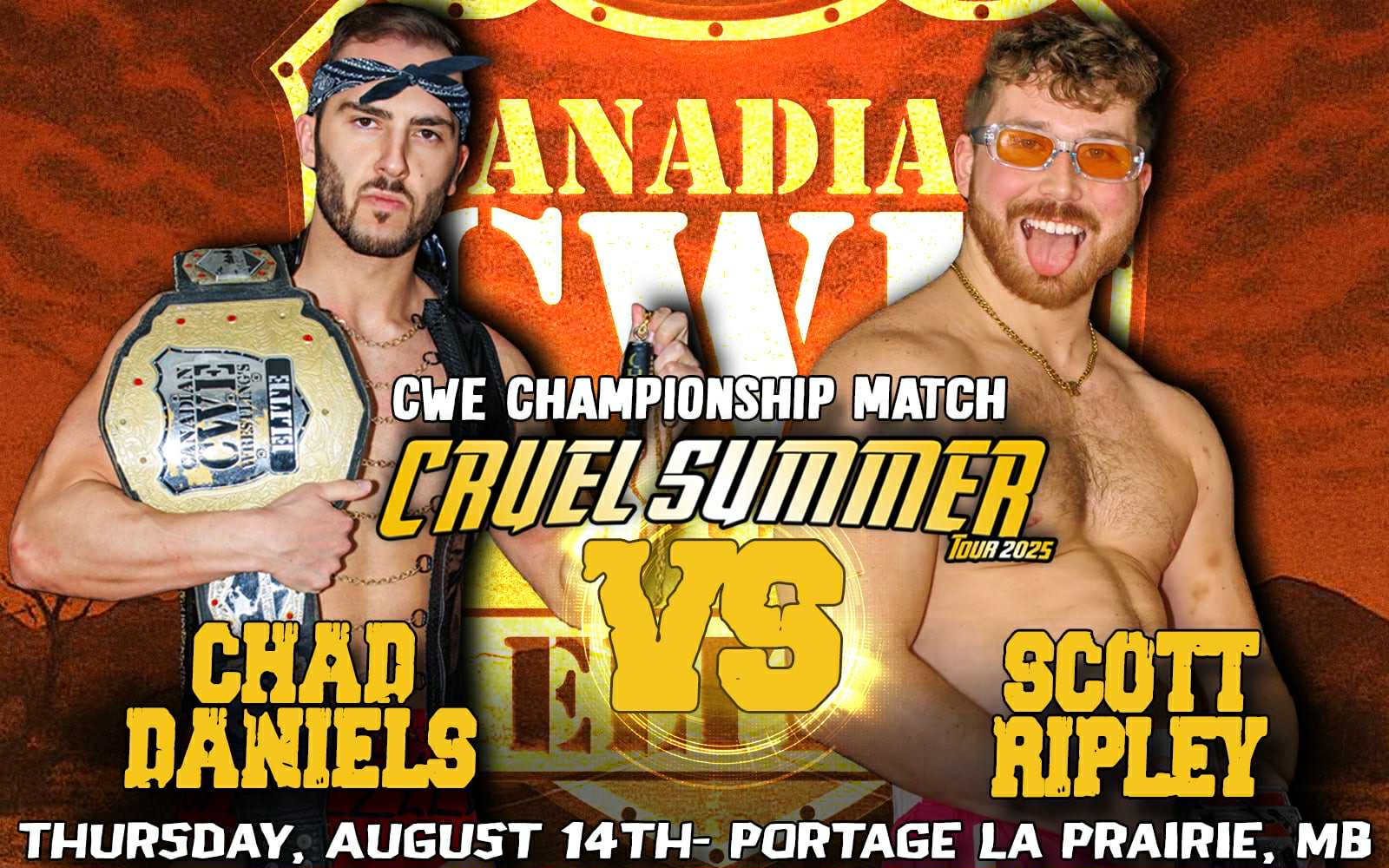 CWE Champion "Chizzled" Chad Daniels defends against Scott Ripley
