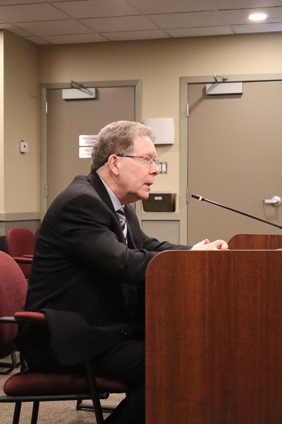 Gillan introducing himself and his background to Swift Current city council. 