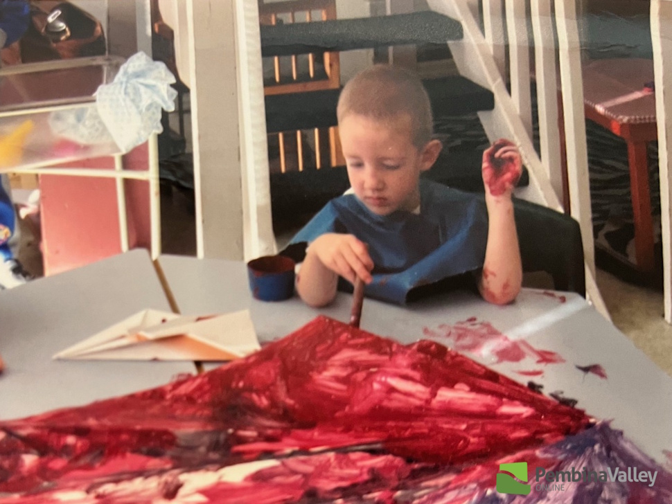 a child paints 