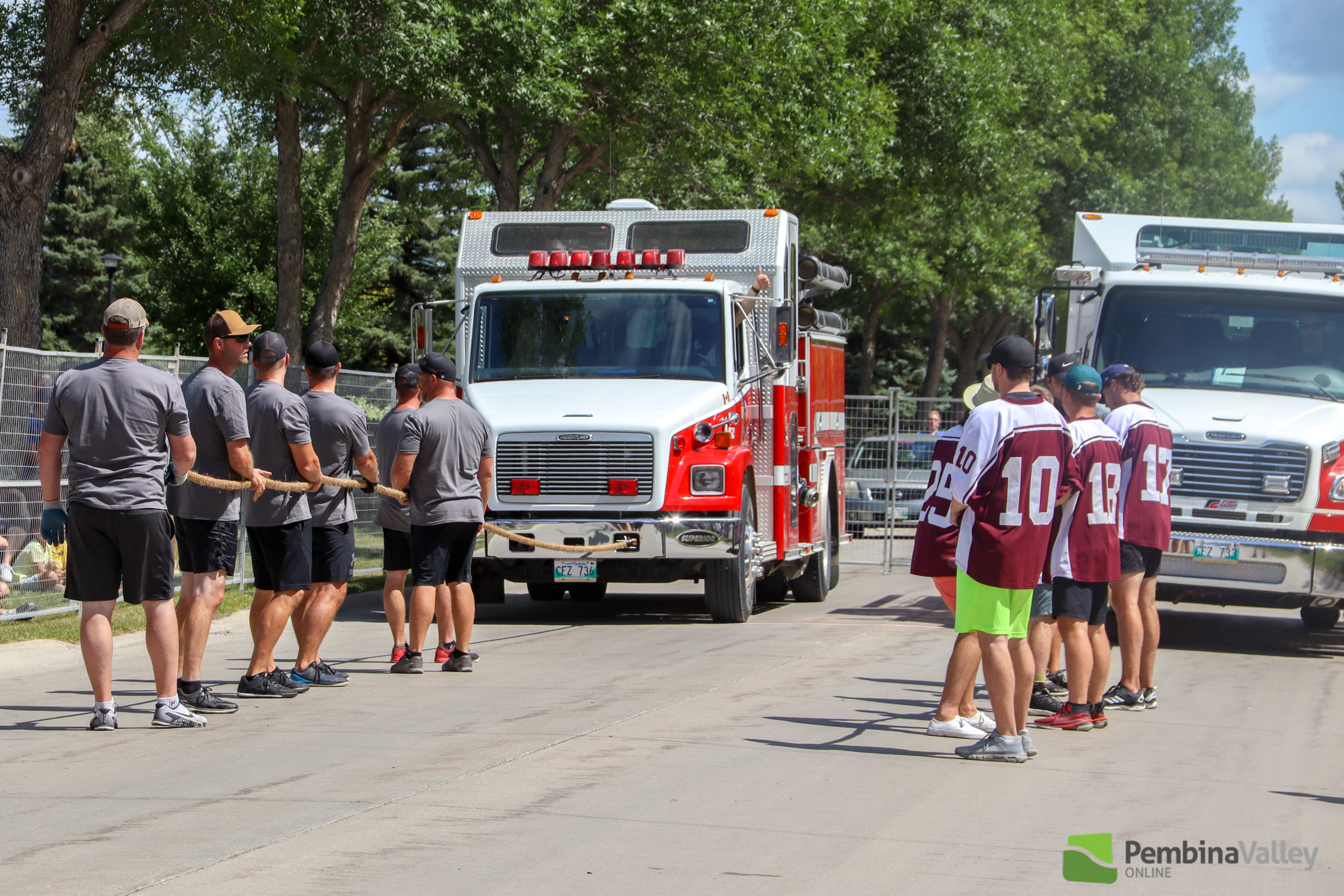 Fire Truck Pull at the Manitoba Sunflower Festival