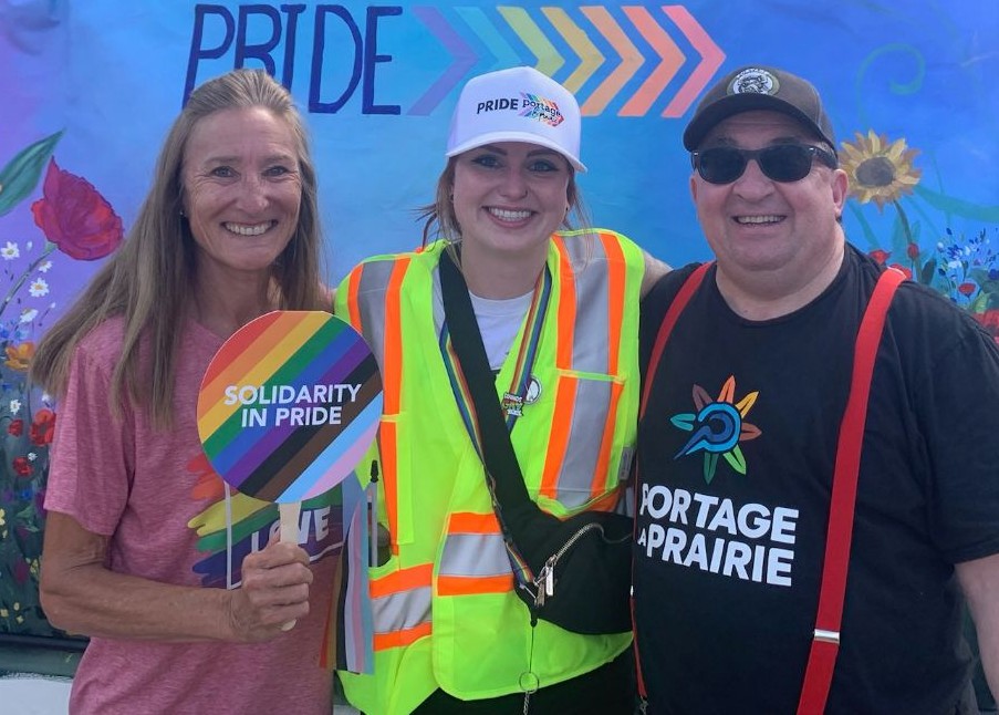 Councillor Terrie Porter with Callie McArthur and Councillor Joe Masi who gave a speech on Portage's inclusivity. PortageOnline/Maryssa McFadden