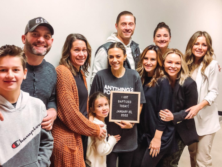 Jana Kramer with her family right after getting baptized. (Jana Kramer/Instagram)