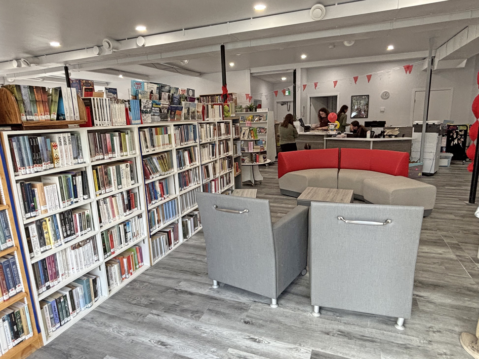 Inside the new location of the Jolys Regional Library in St Pierre.