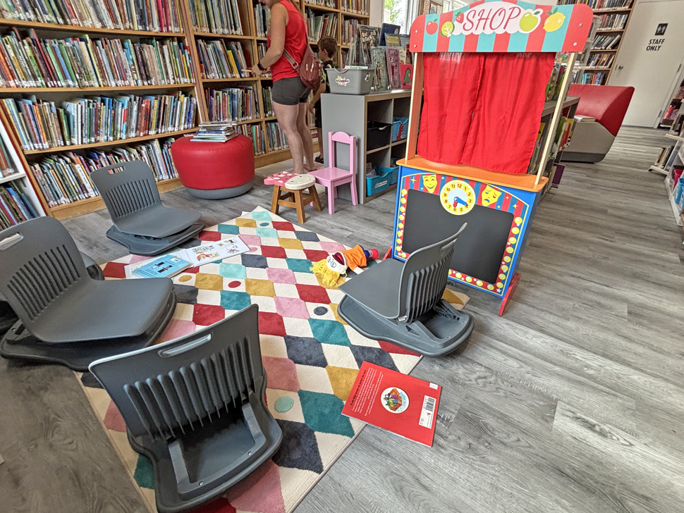 Jolys Regional Library children's reading and play area. 
