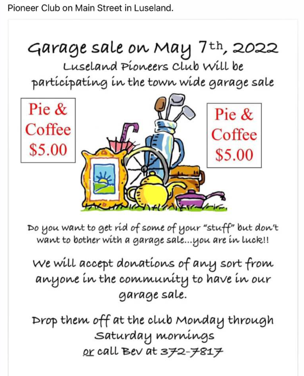 Luseland Garage Sale poster 2