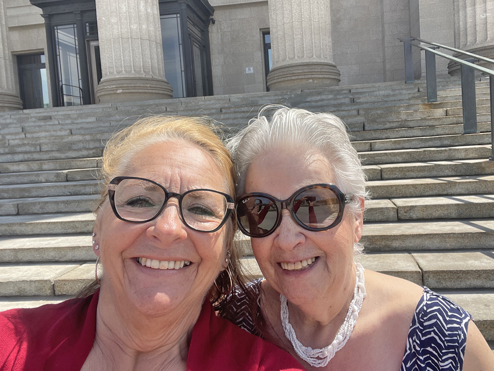 Michelle Gawronsky (left), RM of Stuartburn Reeve celebrates along with Director of the Ukrainian Museum in Gardenton, Helen Feniuk (right), as they were recognized in Legislature on May 14, 2025.
