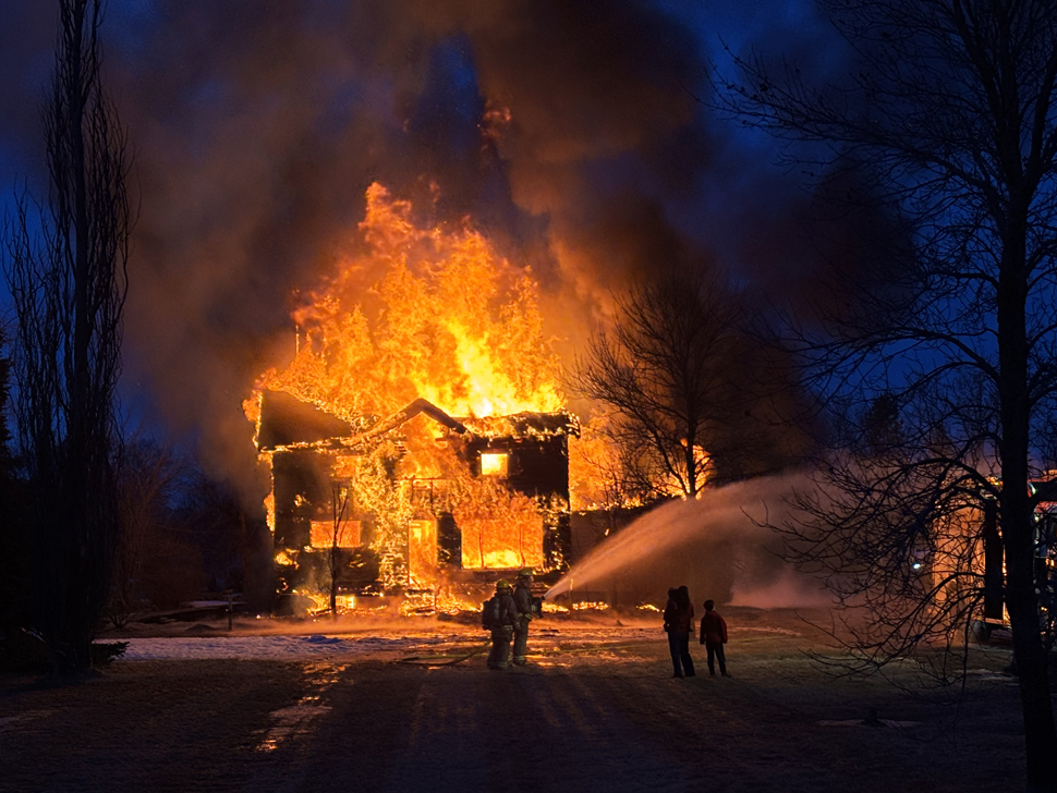 La Broquerie fire department manages a controlled burn house fire, Thursday night east of Steinbach.