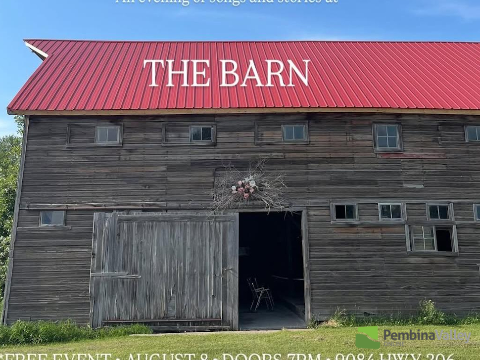a big barn, red roof. 