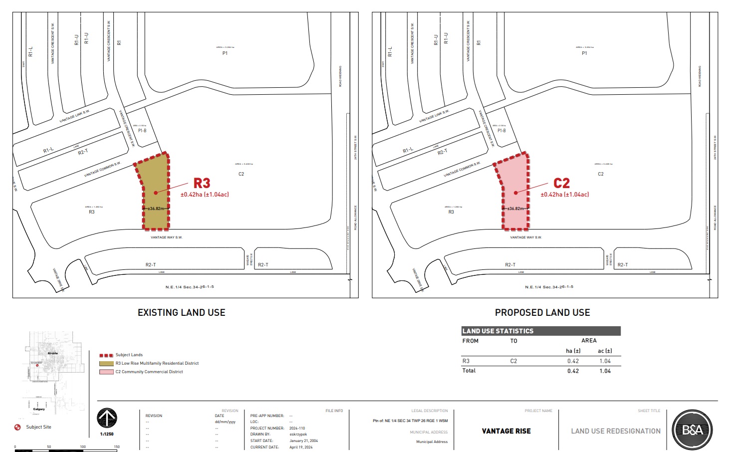 The housing development of Vantage Rise is the city's southwest will see a redistricting of a parcel of land, which will, 'provide additional commercial lands needed for the potential development of a health care centre within the Vantage Rise neighbourhood.'