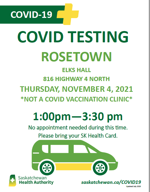 COVID testing Rosetown November 4