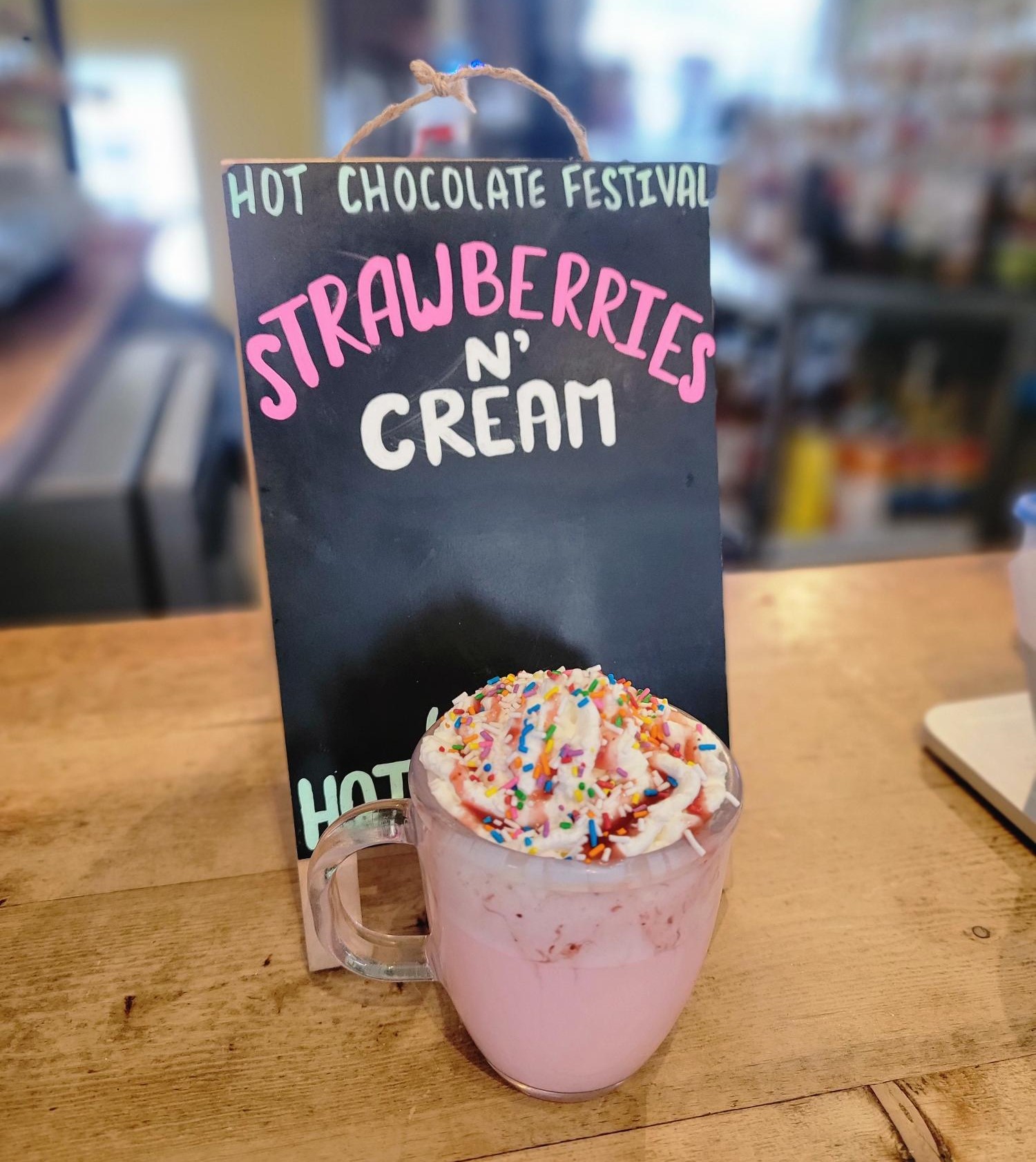 A mug of hot chocolate.