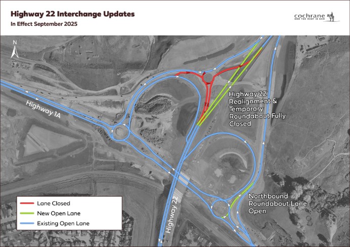 map interchange cochrane Hwy 1A/22 interchange