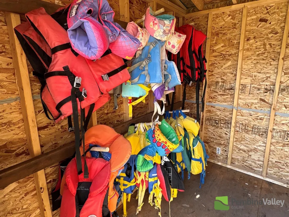 Life jackets inside of Carman's recently built shed. Submitted photo.